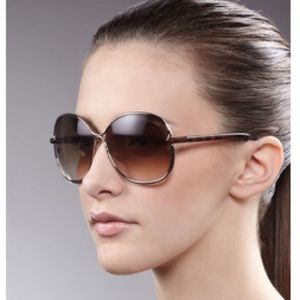 Tom Ford Leila sunglasses brown lens gold frame